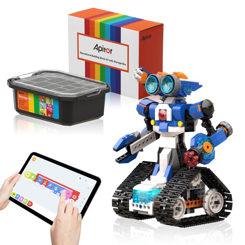 Apitor Robot J Creative Building Kit With Storage Box, 6-in-1 Programmable App Remote Control Tank STEM Learning Toy, Educational Coding Gifts for 7-12 Years Old Kids - Image 1